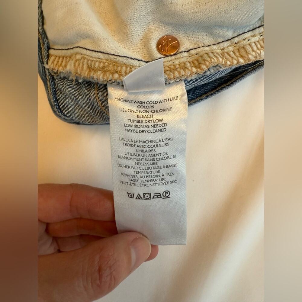 WE THE FREE Distressed Cut Off Blue Denim Shorts Button Fly 100% Cotton Size 26 - Picture 8 of 10